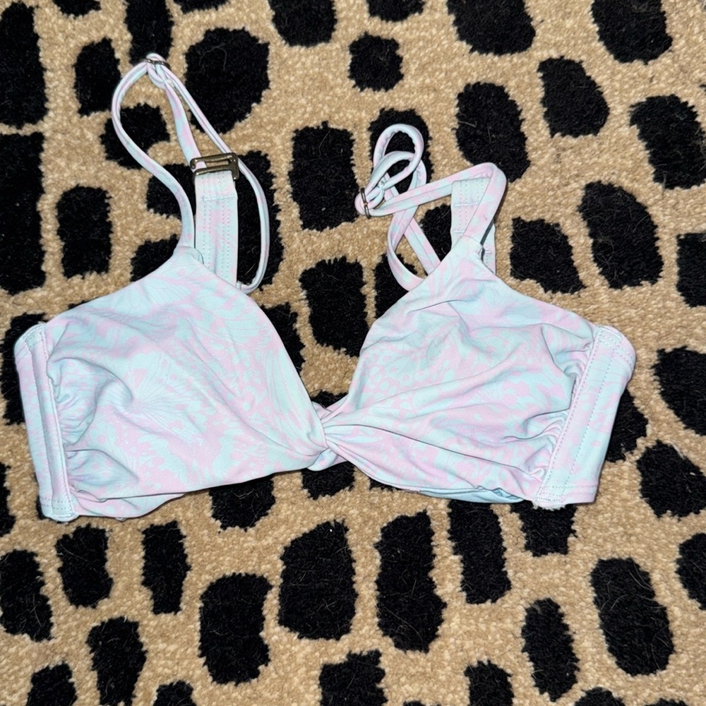 Light blue purple detailed bathing suit top